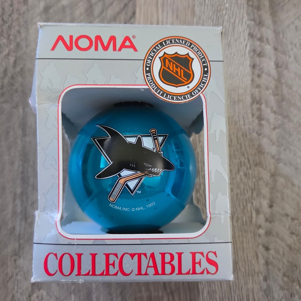 Vintage 1993 San Jose Sharks NHL NOMA Christmas Ornament Teal Blue Collectible